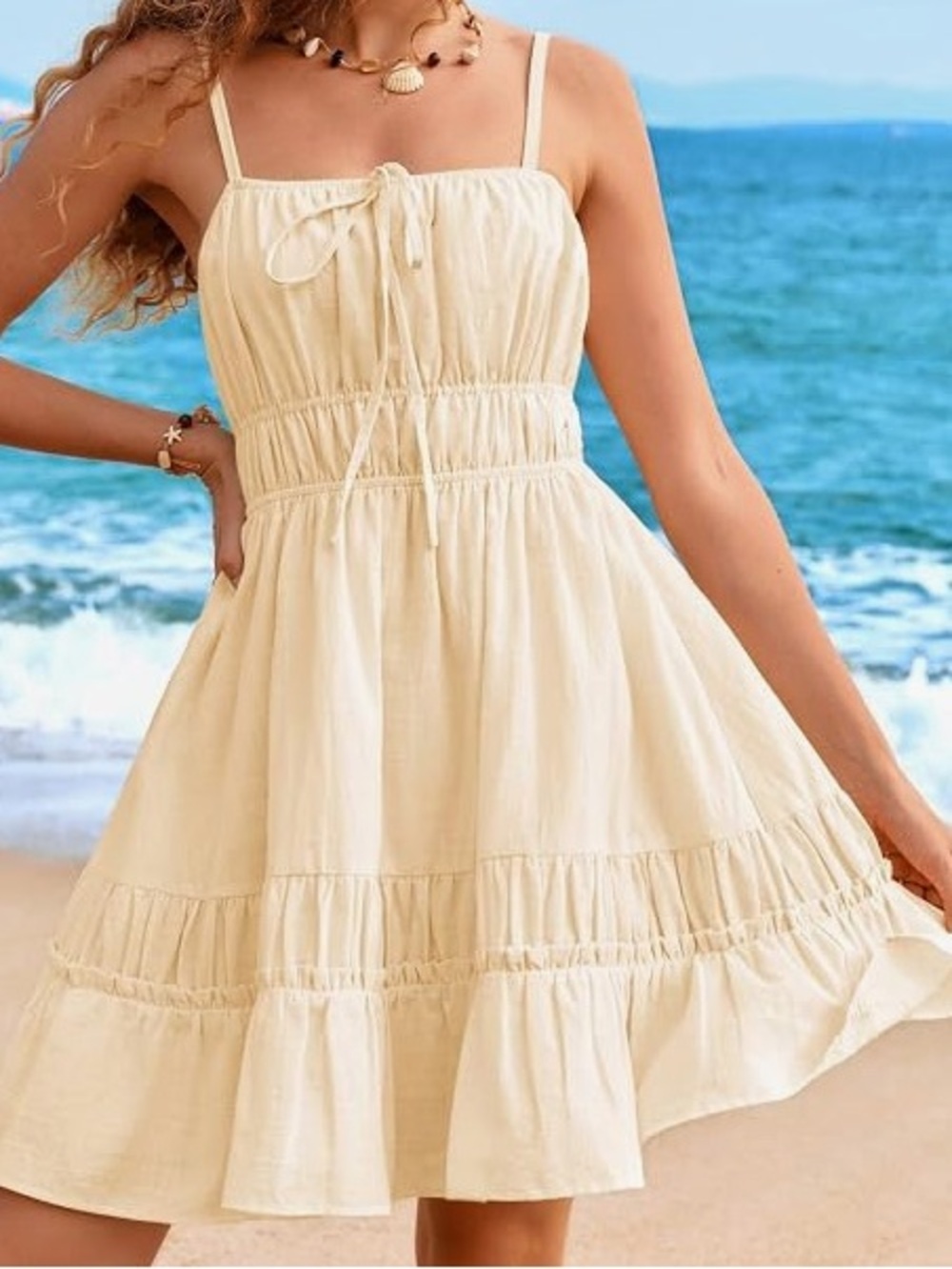 Kate Kasin Spaghetti Strap Mini Dress